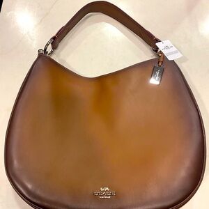 Coach Nomad Hobo Shoulder Bag Burnished Brown Leather with Sleek Design - Rare